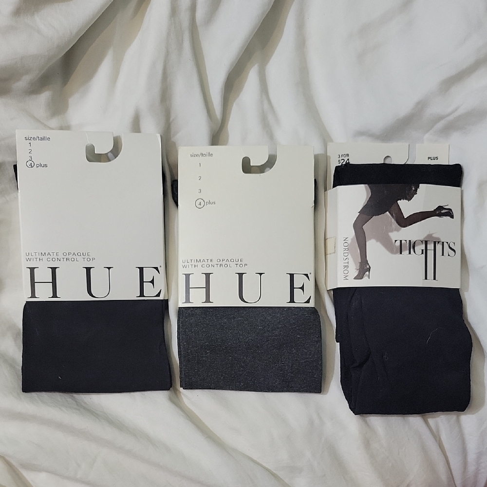 HUE Women's Ultimate Opaque Control Top Tights - Dark Gray And Black